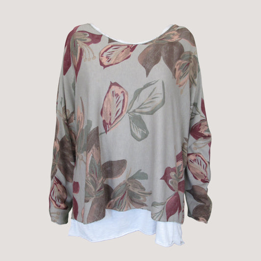 Alva Tröja Mönstrad Beige