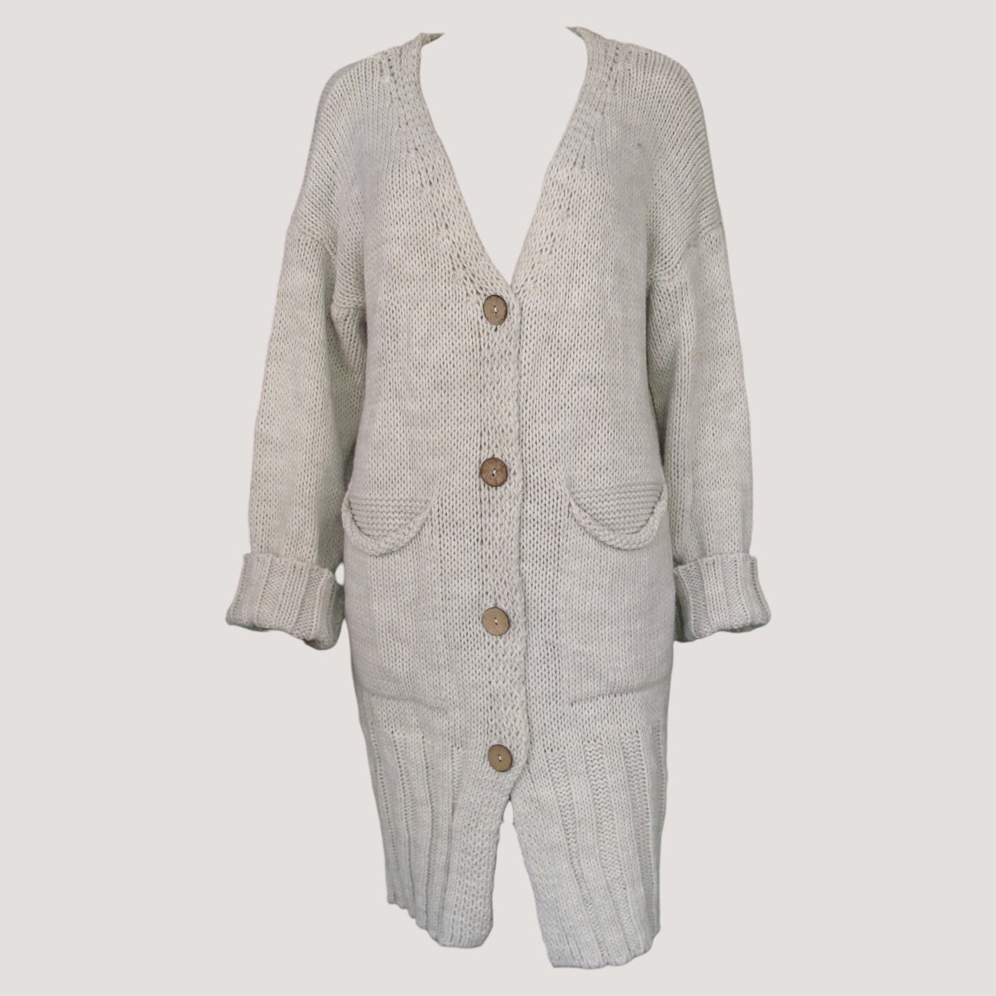 Elle Stickad Kofta Ljus Beige