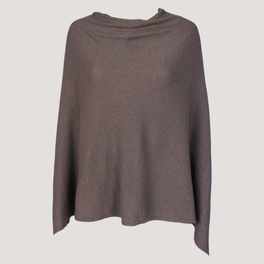 Hope Stickad Ull Poncho Brun