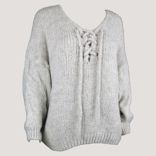 Selma Stickad Tröja Beige