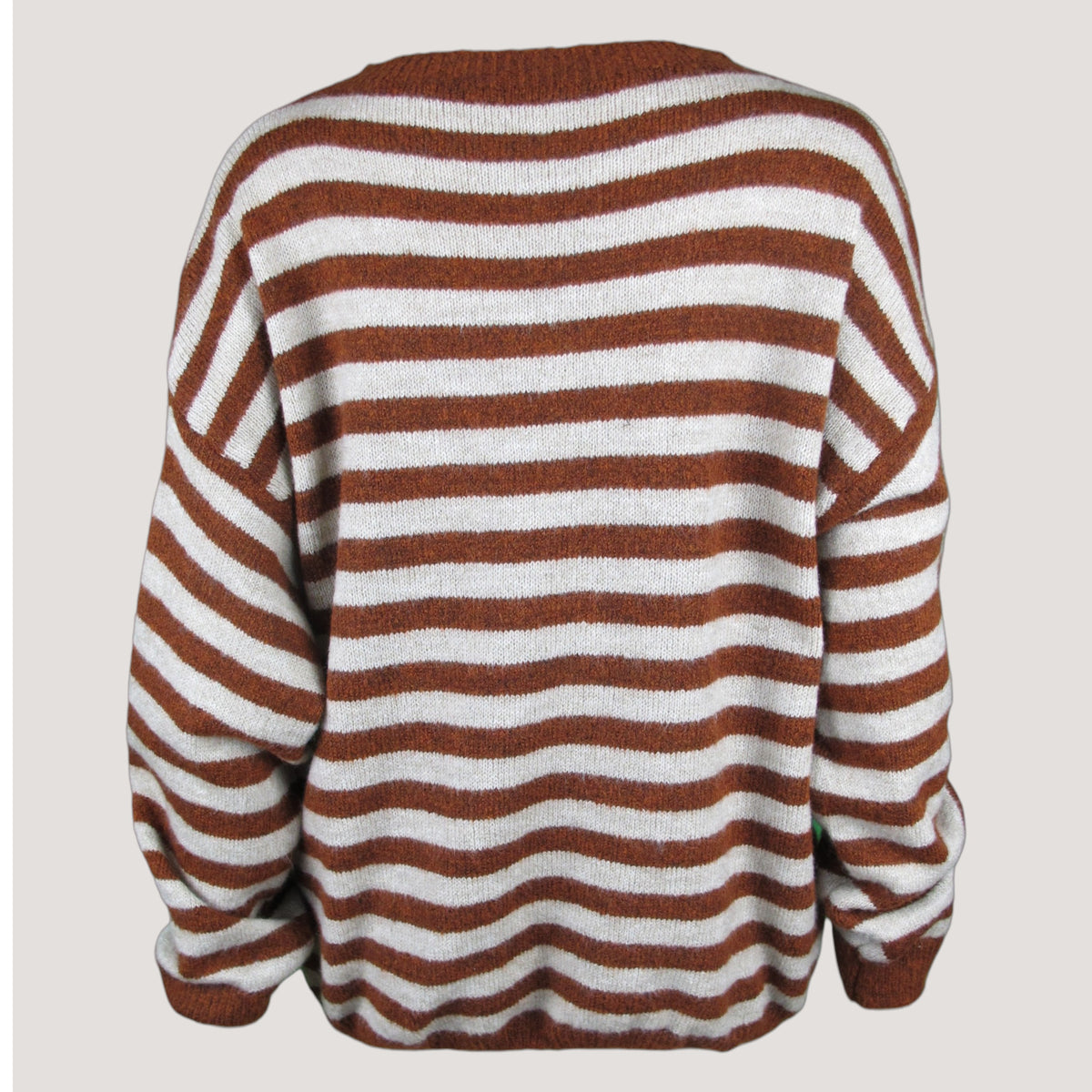Lina Randig Stickad Tröja Burgundy/ Beige